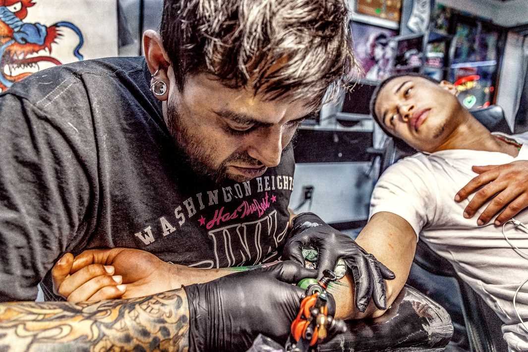 Getting tattoo