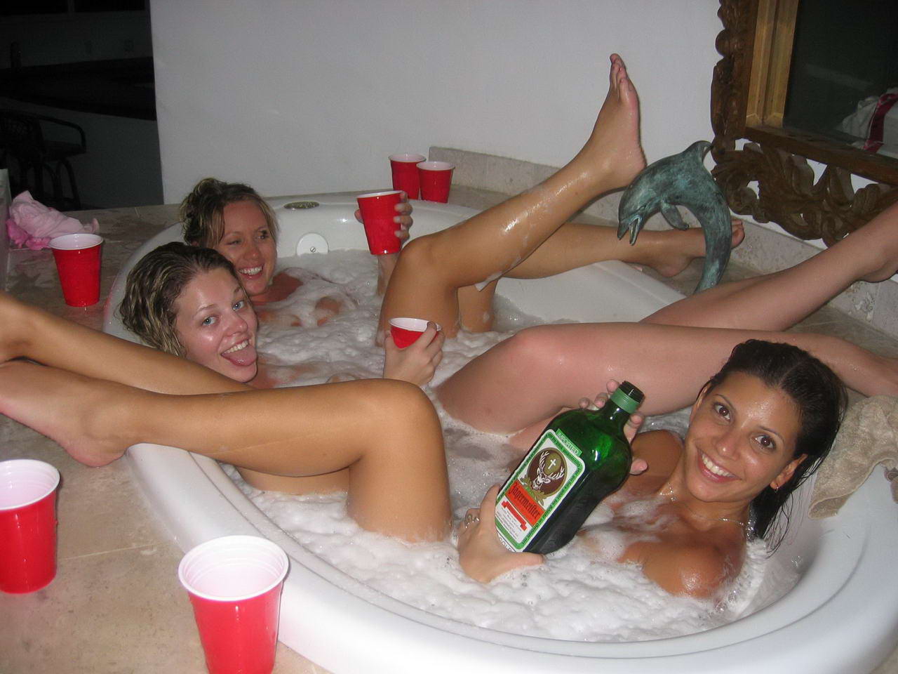 Drunk amateur girls having fun