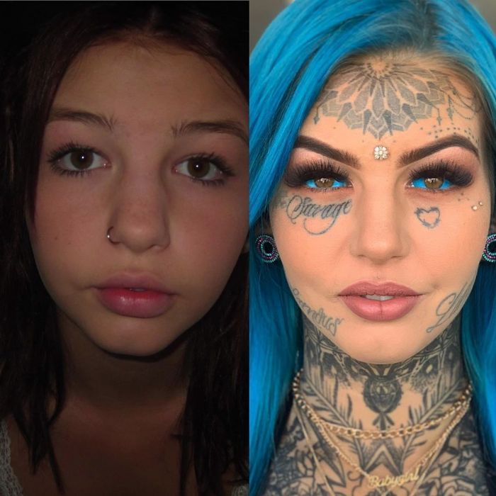 Девушка, которая временно ослепла из-за татуажа глаз, показала, как выглядела в 18 лет, ещё без тату С миру по нитке