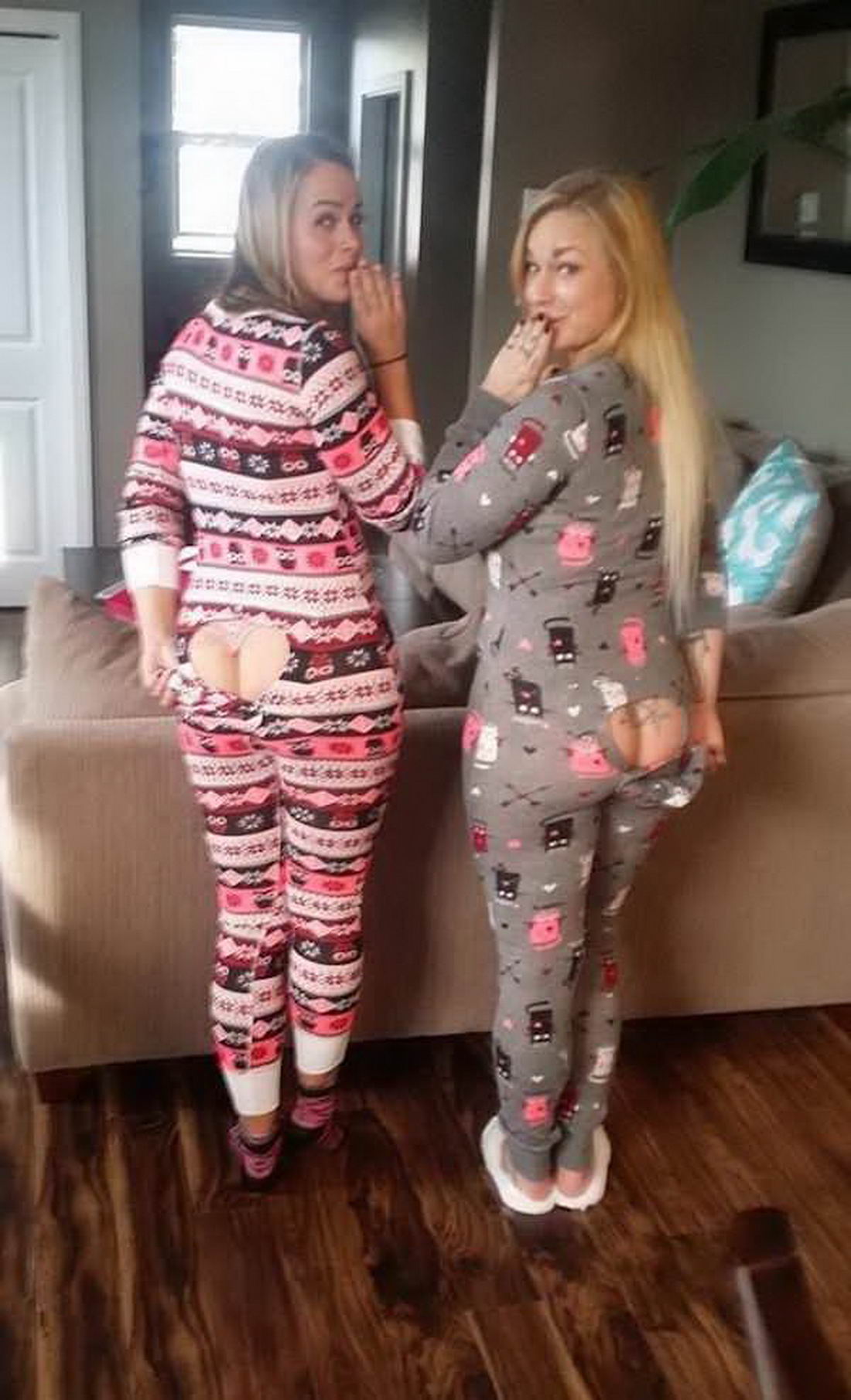 Adult onesie pajamas with butt flap