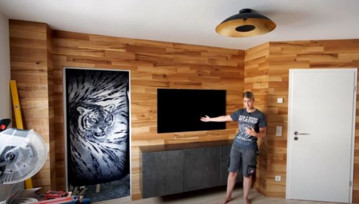 Как красиво оформить стену под телевизор Как это сделано