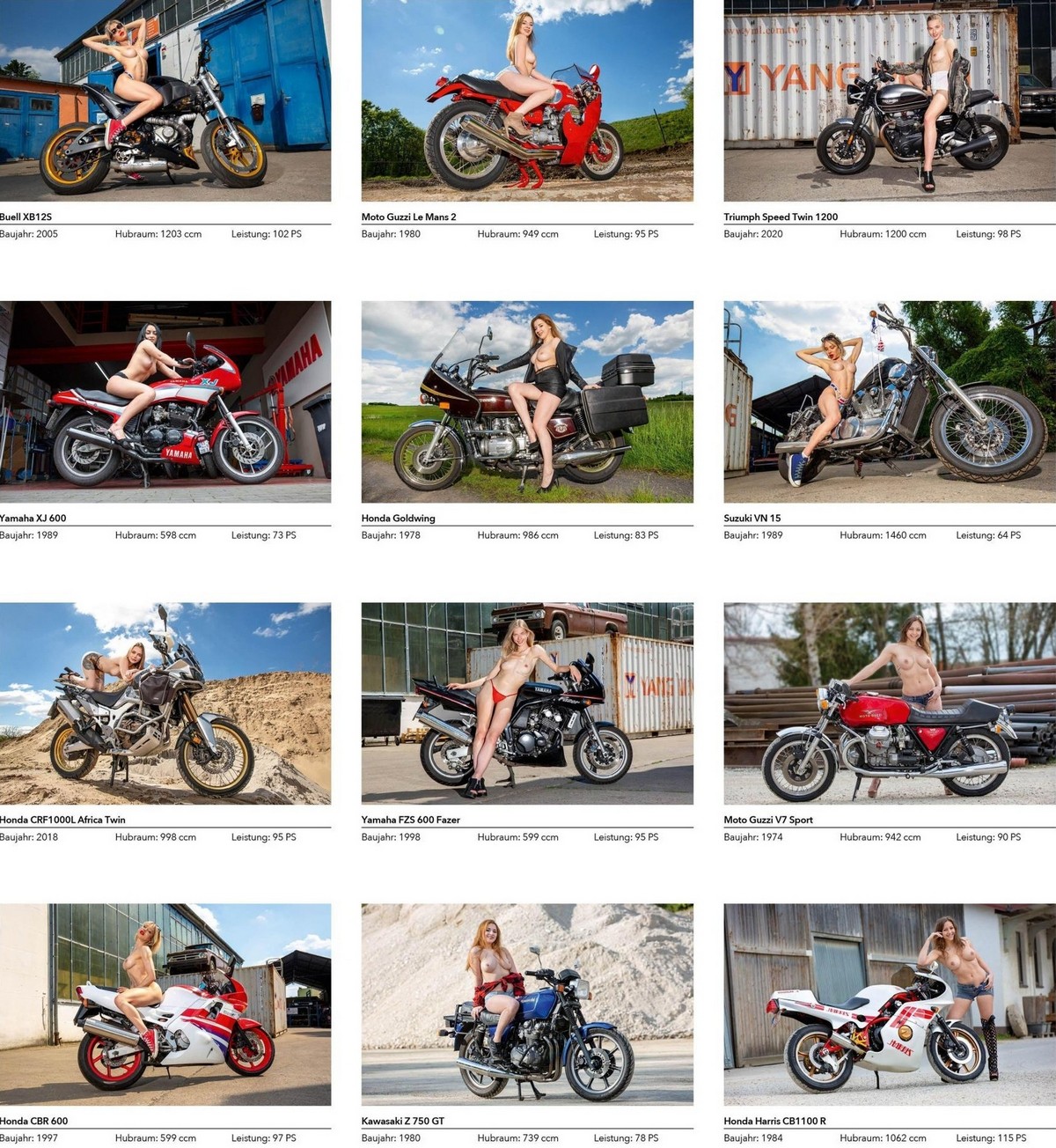 Голые девушки и мотоциклы в календаре «Kultbike-Girls 2023»