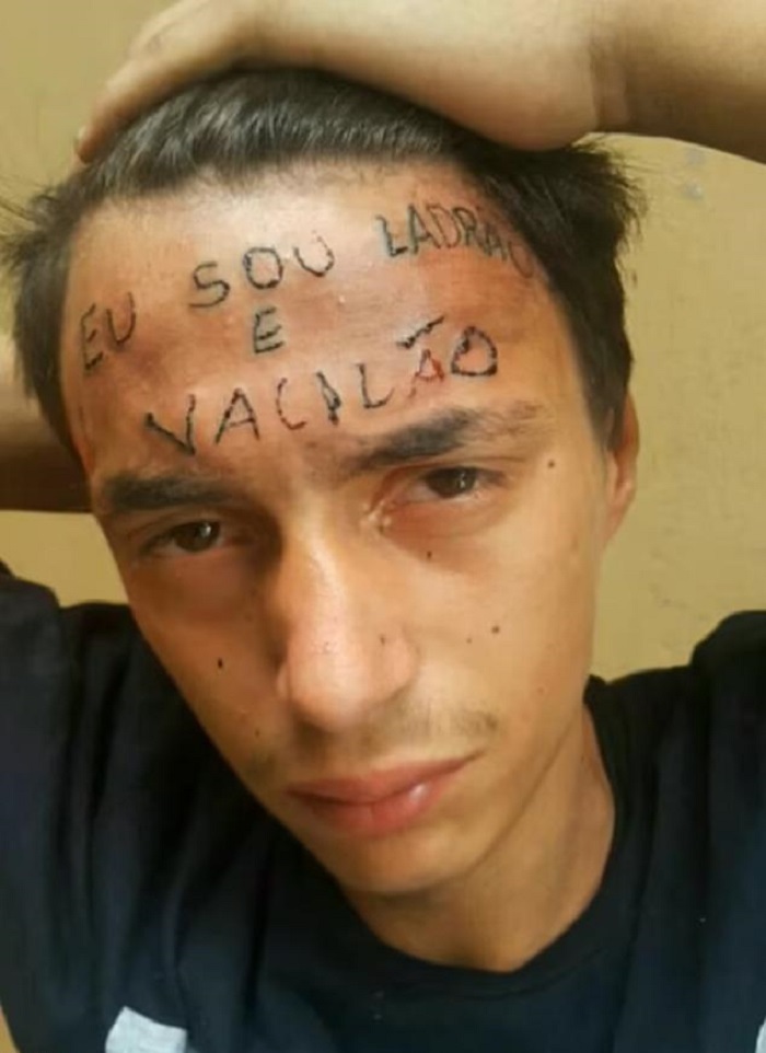 Бразилец с татуировкой «Я вор и идиот» на лбу снова попался на краже С миру по нитке