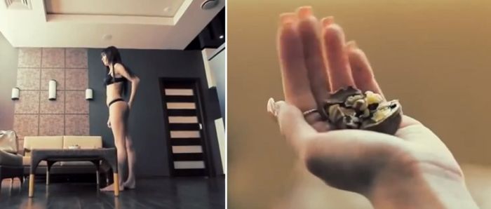 А орехи попкой щелкать может, а она может