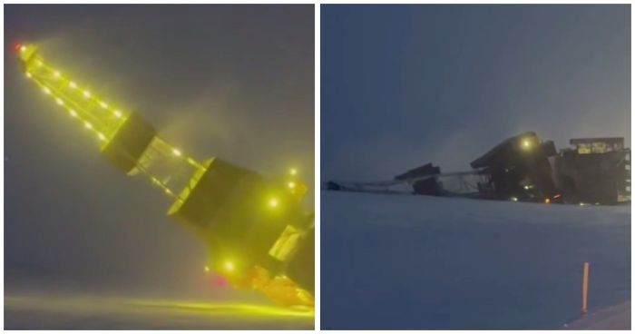 На Аляске рухнула гигантская буровая установка: «Зверь» опрокинулся и загорелся