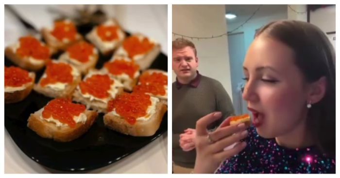 «Это ужасно!» - Американец впервые попробовал бутерброд с красной икрой на Новый год