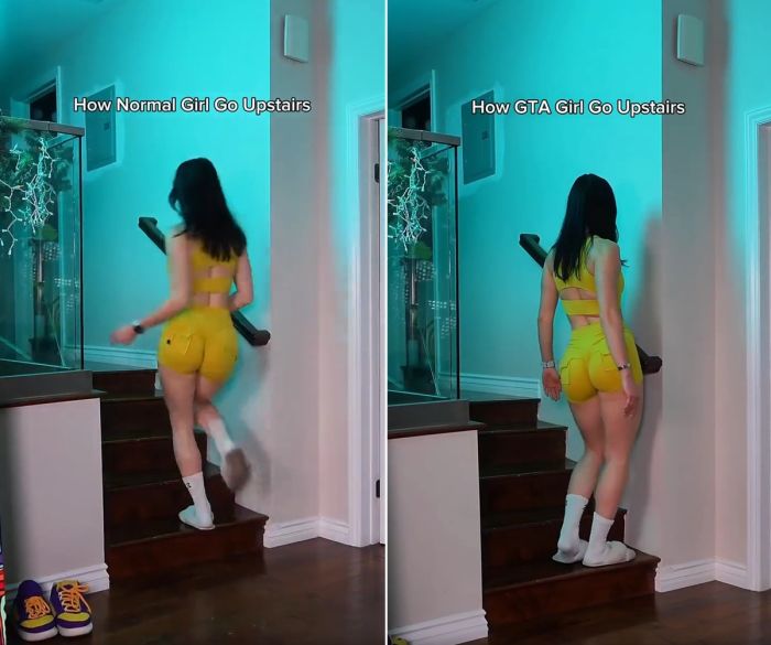 Девушка имитирует походку персонажей из GTA